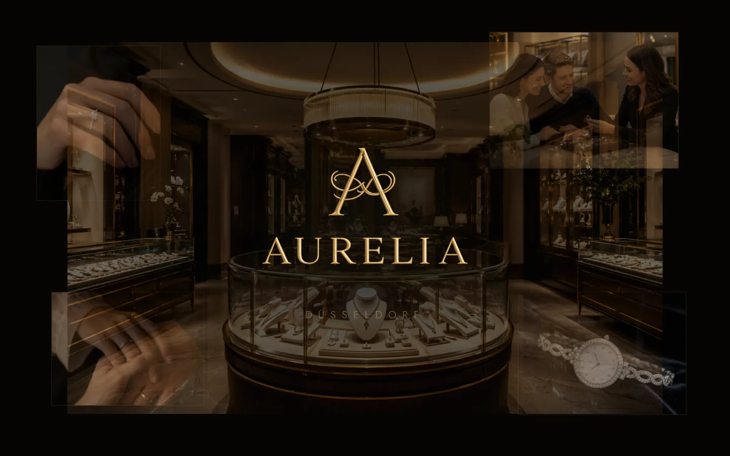 Intro mit goldenem Aurelia-Logo und Bildcollage