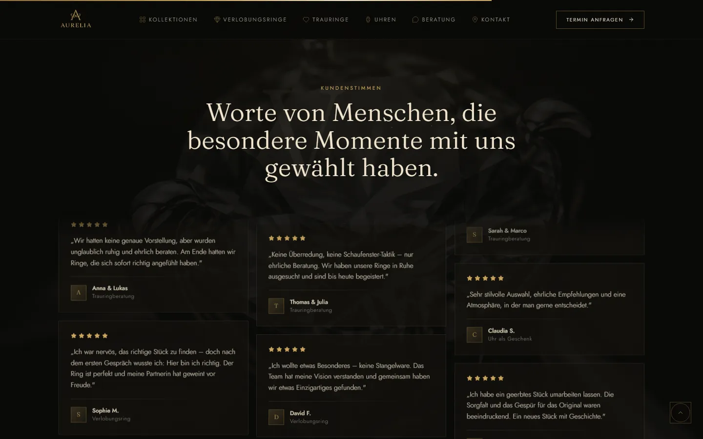 Kundenstimmen auf der Startseite